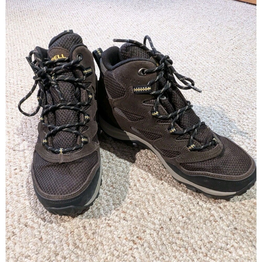 Merrell West Rim Mid Hiking Boots Mens Size 9.5 Brown Suede Waterproof Outdoor